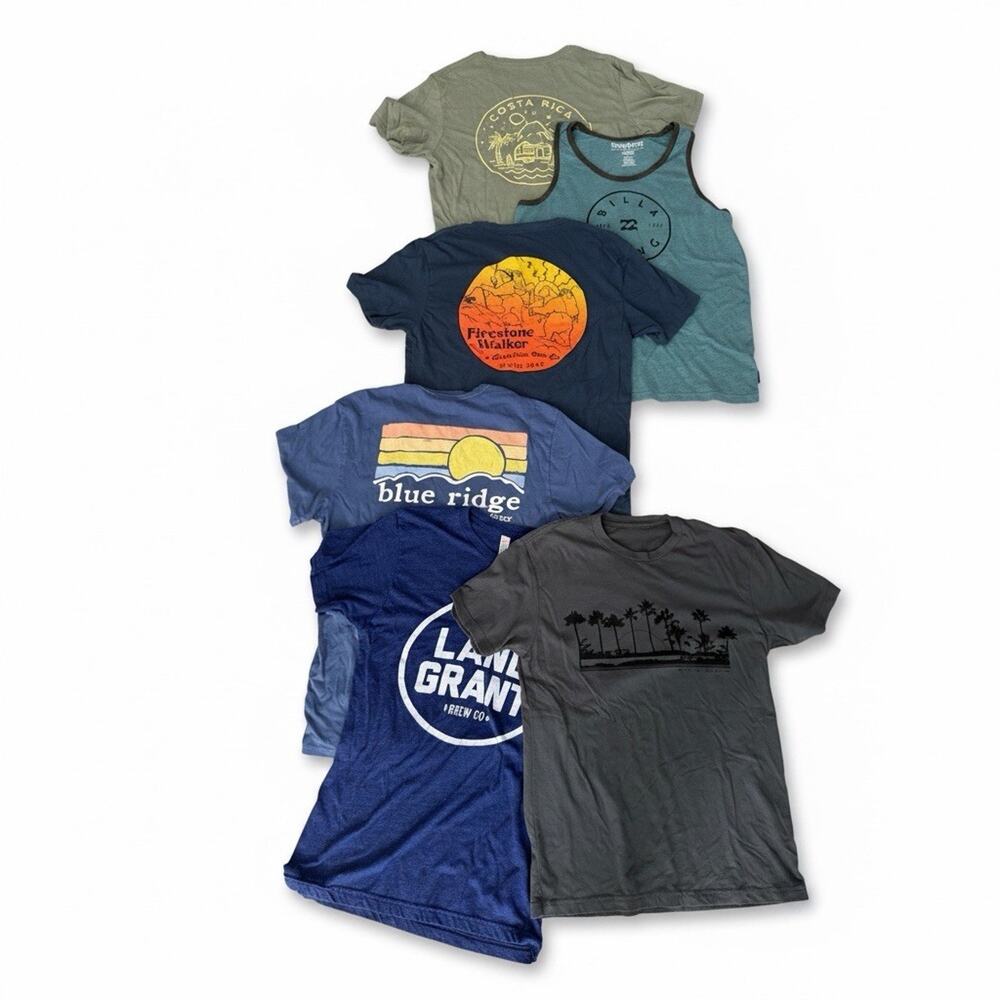 Lot of 6 Men's Medium Graphic T-Shirts & Tank Top Brewery Outdoor Surf Casual